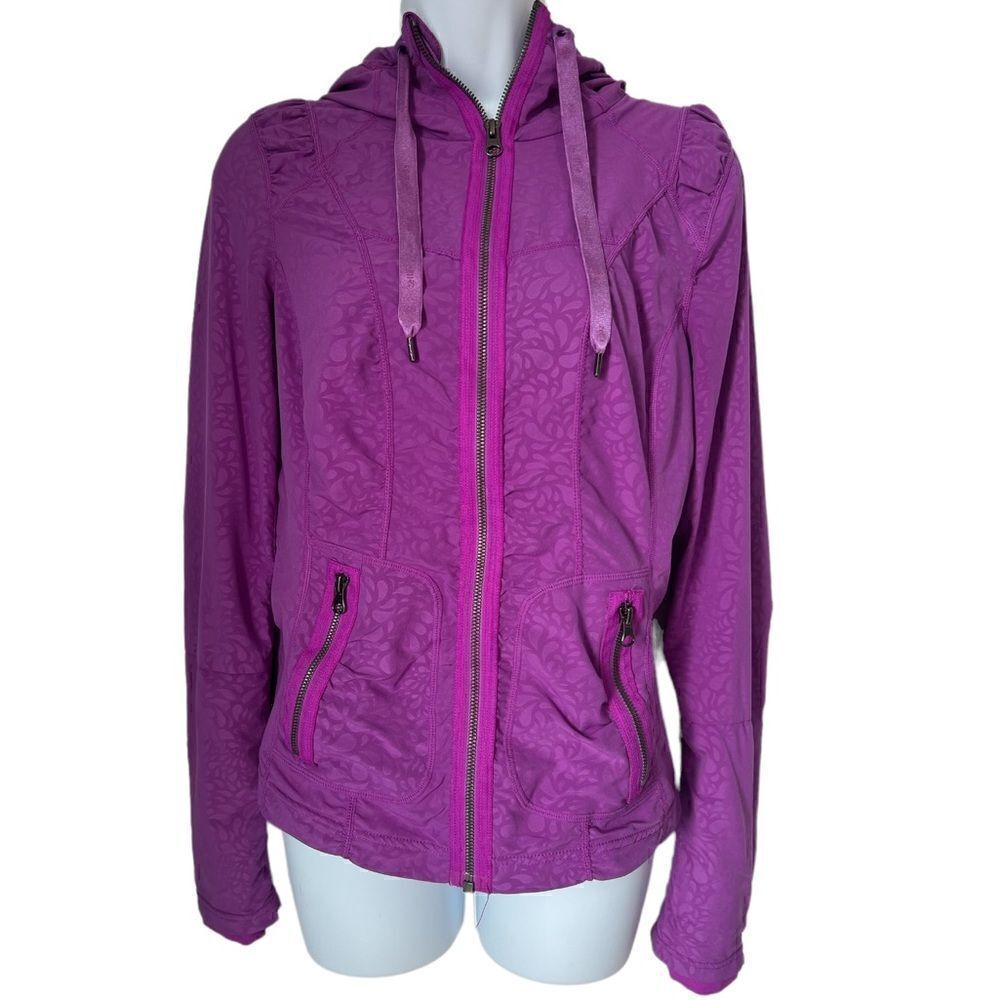 Zella Lightweight Hooded Purple zipper long Sleeve Jacket size S